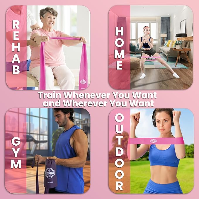 Resistance Bands for Women with Online Workouts Included - Set of Loop & Flat Bands | Ideal for Tone and Sculpt Body at Home, Pilates, Yoga or Rehab with Safe Guided Training-FlexoryFit