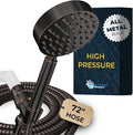 HammerHead Showers® Solid Metal Handheld Shower Head with Hose and Brass Holder - OIL RUBBED BRONZE - 2.5 GPM High Pressure Shower Heads with Adjustable Shower Wand Bracket - 6ft Flexible Extension