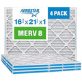 Aerostar 16.375x21.5x1 MERV 8 - 4 Count - Pleated HVAC, Furnace & Air Conditioner Filters - Removes Dust, Lint, Mold & Allergy-Causing Pollen