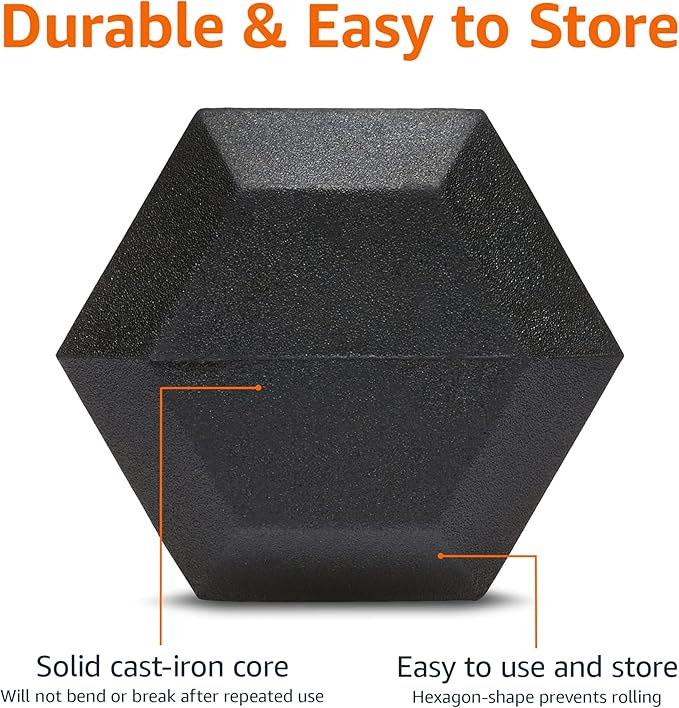 Amazon Basics Rubber Hex Dumbbell Hand Weight-FlexoryFit