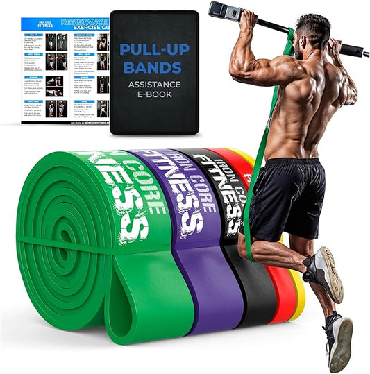 Pull Up Assistance Resistance Bands - Long Loop Power Bands for Men and Women - Strength Power Flexibility Training at Home & Gym - Ebooks & Workout Chart Included by Iron Core Fitness-FlexoryFit