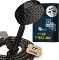 HammerHead Showers® Solid Metal LOW FLOW Handheld Shower Head with Hose and Brass Holder - OIL RUBBED BRONZE – Water Saving 1.75 GPM Detachable Shower Head - Adjustable Shower Wand Bracket & 6ft Hose