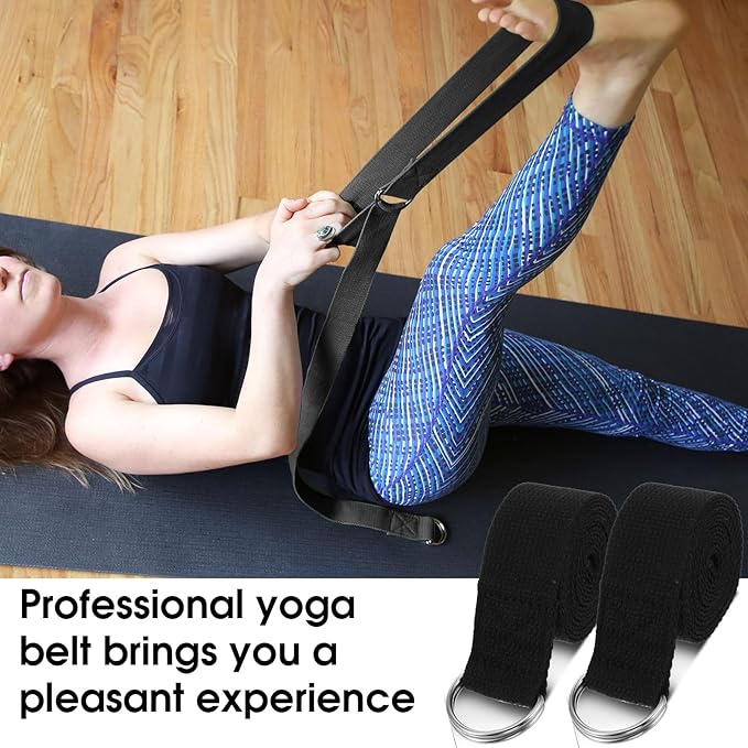 12 Pcs Yoga Strap 6Ft Exercise Stretch Bands for Flexibility with Adjustable Metal D Ring Buckle Loop Stretch Strap Non Elastic Yoga Belt Yoga Exercise Adjustable Straps for Pilates-FlexoryFit