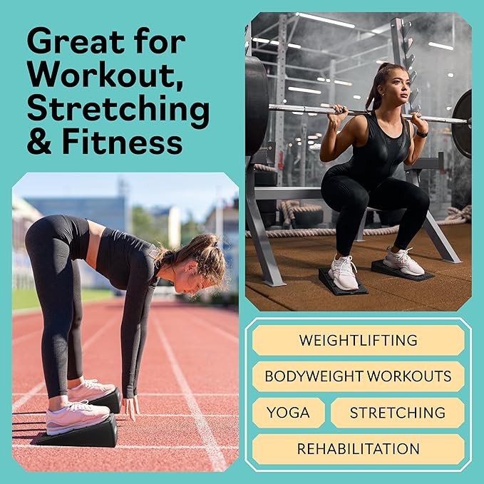 Squat Wedge - Squat Wedge Block 520 LBS Weight Capacity - Slant Board for Calf Stretching - Calf Stretcher Slant Board - yoga blocks-FlexoryFit