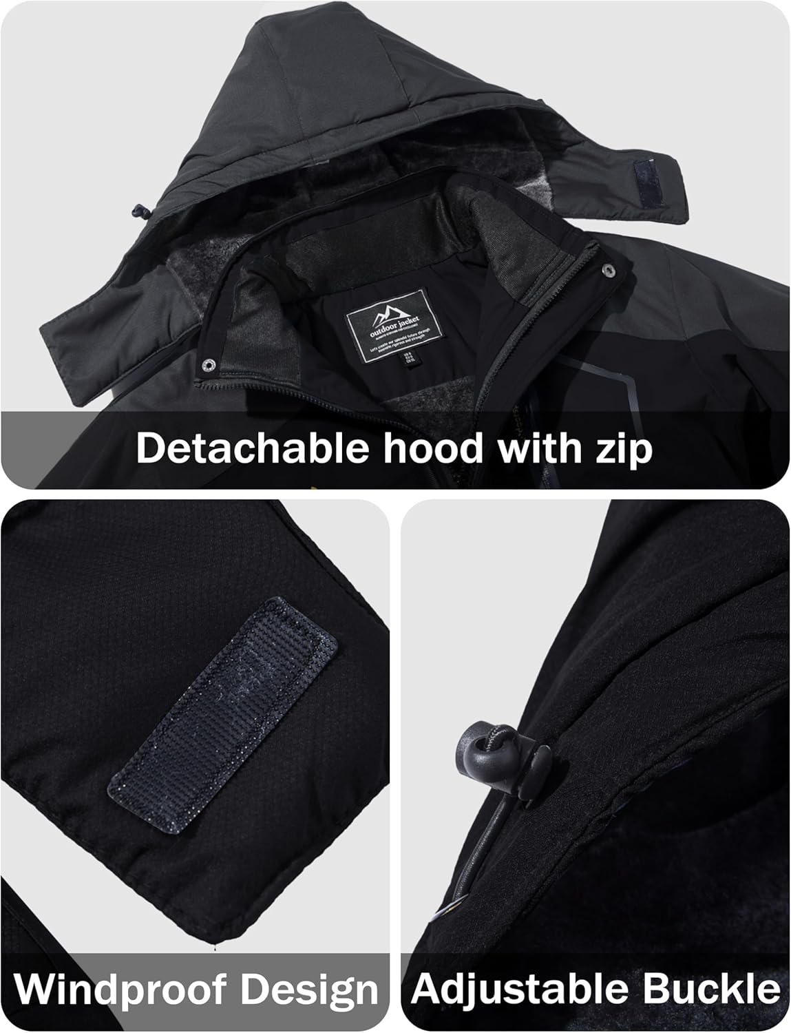 MAGCOMSEN Men's Winter Coats Water Resistant Ski Snow Jacket Warm Fleece Jacket Parka Raincoats With Multi-Pockets