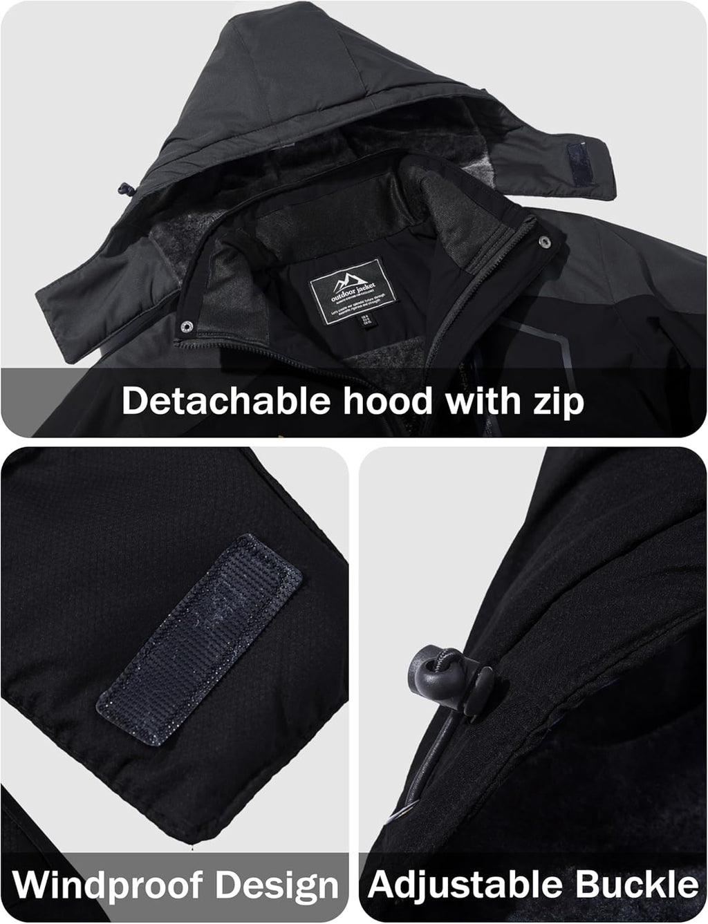 MAGCOMSEN Men's Winter Coats Water Resistant Ski Snow Jacket Warm Fleece Jacket Parka Raincoats With Multi-Pockets