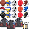 Leyndo 18 Pcs Sport Balls Bulk Set Basketball Football Volleyball Soccer Playground Baseball with Sport Equipment Bag Pump for Youth Adults Outdoor Indoor Practice Gift Back to School