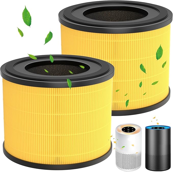 2 Pack AP-S0610L Pet Filter Replacement for MOOKA AP-S0610L Air Purifier, 3-IN-1 Hepa Filter, High-Efficiency Activated Carbon Air Filter for Pet Odor, Dander, Yellow