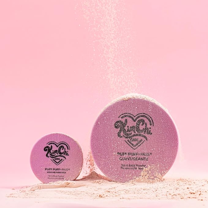 KimChi Chic Giant Puff Puff Pass Set & Bake Powder - Loose Setting Powder with Rice & Vitamin E, Finely Milled for All Day Wear, Translucent 80g-FlexoryFit