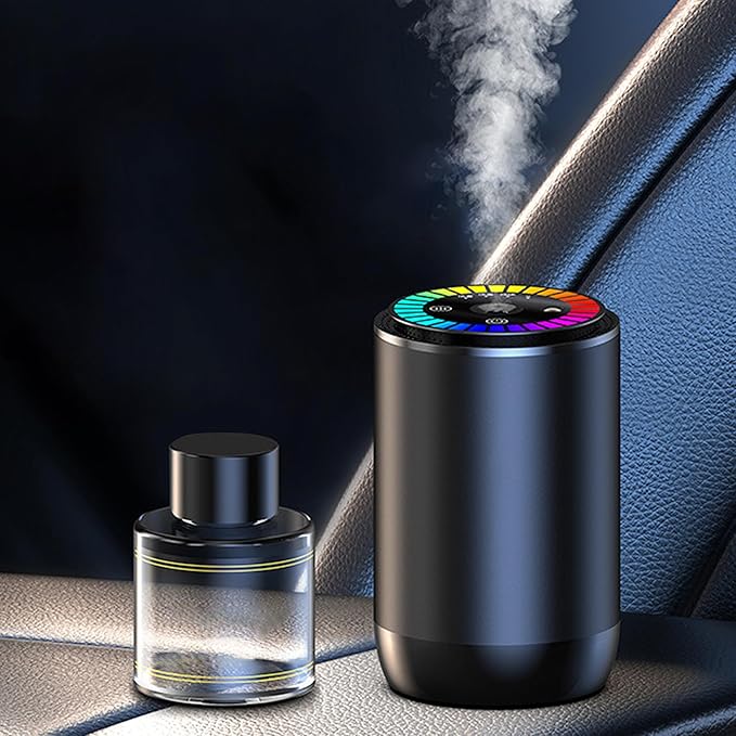 Smart Car Air Freshener, Car Air Freshener Diffuser with Starry Sky Projection and 50ml Perfume, Cars Scent Diffuser with RGB Music Syncing Light, 3 Mode Adjustable Auto On/Off Cars Diffuser, Cologne