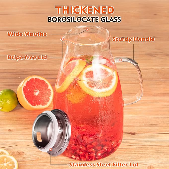 Aofmee 100 Oz Glass Pitcher, 3L Water Pitcher - Image 2