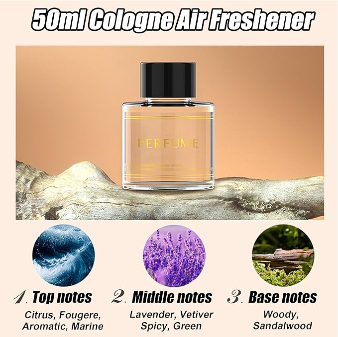 Smart Car Air Freshener, Car Air Freshener Diffuser with Starry Sky Projection and 50ml Perfume, Cars Scent Diffuser with RGB Music Syncing Light, 3 Mode Adjustable Auto On/Off Cars Diffuser, Cologne
