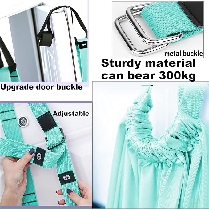 Tchrules Leg Stretcher Strap, Backbend Training Belt with Door Anchor, Flexibility Trainer Stretching Equipment Assist Stretch Strap for Fitness Gymnastics Dance Aerial Yoga Ballet-FlexoryFit
