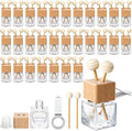 Zubebe 30 Pack Car Air Freshener Diffuser with Vent Clip Empty Car Diffuser Bottles for Essential Oil Perfume Glass Bottle with Wooden Caps Stick(Square)