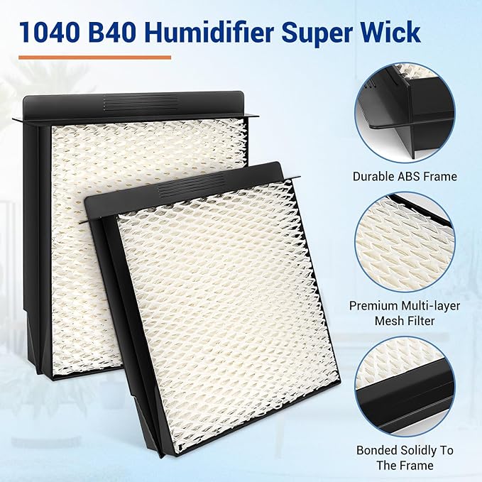 1040 Wick Humidifier Filter Replacement for Essick Air AIRCARE Humidifier Filter B40 B40-C 3D6 100 5D6 700 7D6-100 E35000 CM330AWHT CM330DWHT, Humidifier Filters Fit Moist Air MA0300 (2 pcs, white)