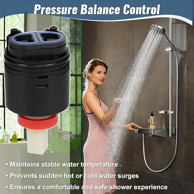 N40HKC Shower Cartridge Replacement H75.5mm,Fit for SR SUN RISE Shower Cartridge,Black 40mm Shower Faucet Cartridge,for Tub/Shower Faucet, Shower Mixer Valve, Ceramic Shower Single Lever