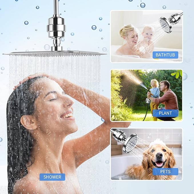 20-Stage Shower Filter-Shower Head Filter for Hard Water, with 1 Replaceable Cartridges, High Output Shower Water Filter for Removing Chlorine and fluoride, Polished Chrome