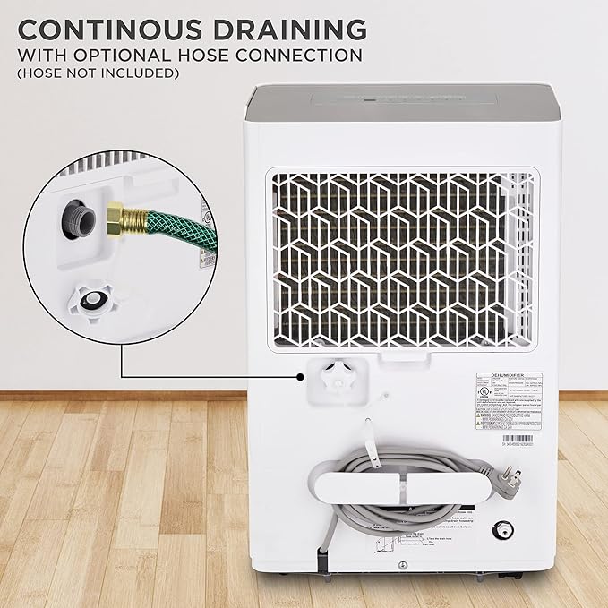 Ivation 4,500 Sq. Ft Energy Star Dehumidifier With Pump, Large Capacity Compressor De-humidifier for Big Rooms and Basements with Continuous Drain Hose Connector and Pump, Auto Shutoff and Restart