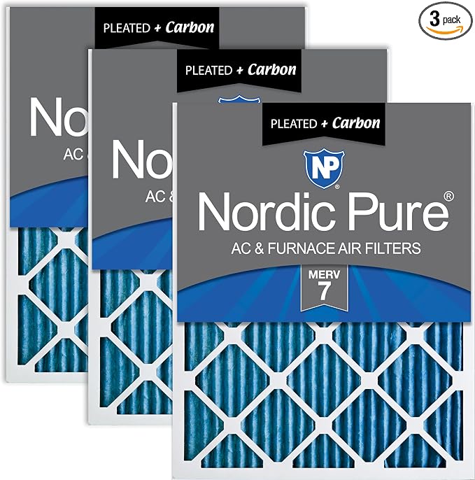 Nordic Pure 15x20x1 Pleated Air Filters MERV 7 Plus Carbon 3 Pack by NordicPure