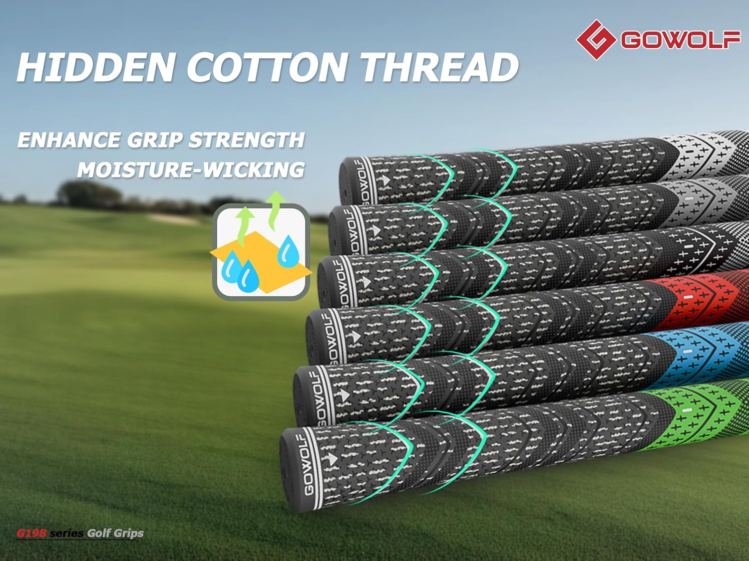 Gowolf Golf Grip Cord Rubber Multi-compound Golf Driver Irons Club Choose 13 Grips with 15pcs Tapes Or Full Kit choose one