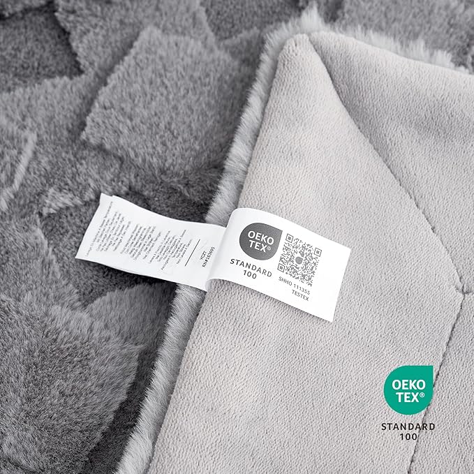 Cozy Bliss Faux Fur Throw Blanket for Couch - Soft Checkered Fuzzy Cozy Throw Gifts Blankets for Women,Grey Boho Blanket for Sofa Bedroom Living Room.50 * 60 Inches