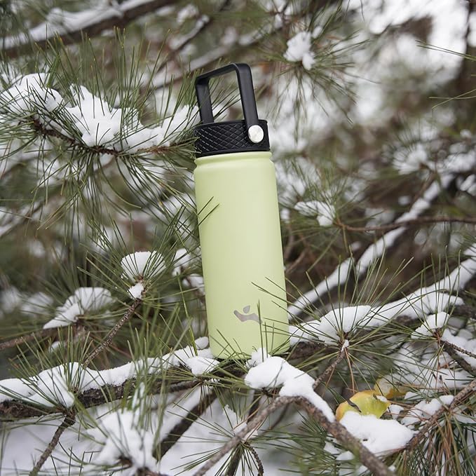 Insulated Water Bottle with Straw,18oz 3 Lids Metal Bottles Stainless Steel Water Flask,Turquoise-FlexoryFit
