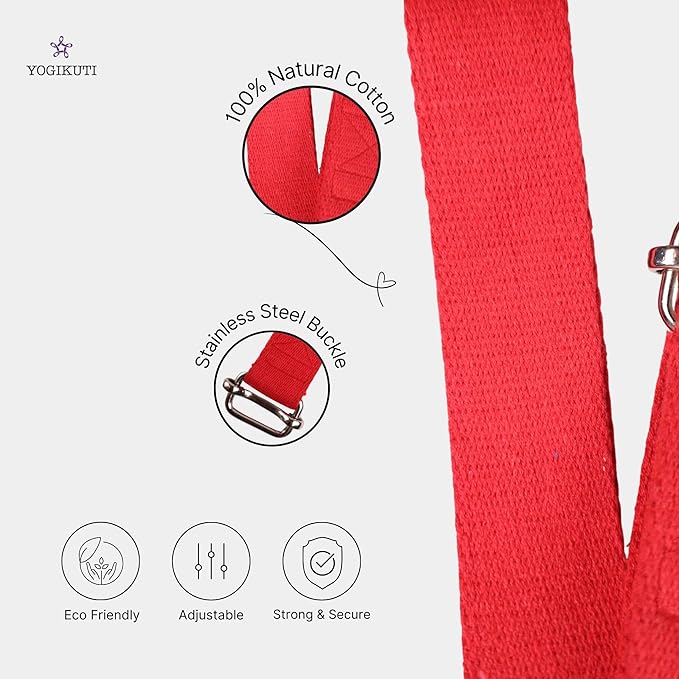 Yoga Strap - Adjustable D-Ring Buckle Yoga Belt for Pilates, Gym Workouts, and Physical Therapy | Improves Sitting Posture for Women & Men-FlexoryFit