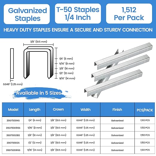 meite Heavy Duty Staples, 1/4 Inch Length T-50 Staples - Image 2