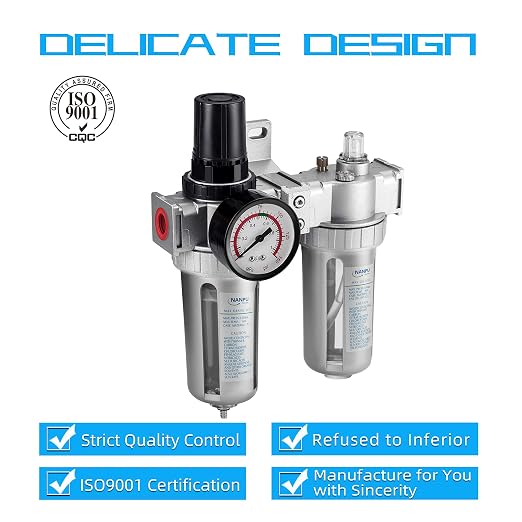 NANPU 1/4" NPT Air Filter Pressure Regulator Lubricato Dryer Gauge Kit - Image 4