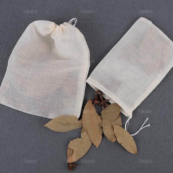 AUEAR, 30 Pack Reusable Drawstring Cotton Soup Bags Spice Bag Tea Filter Coffee Brew Herb Muslin Cheesecloth for Straining(3 Sizes)
