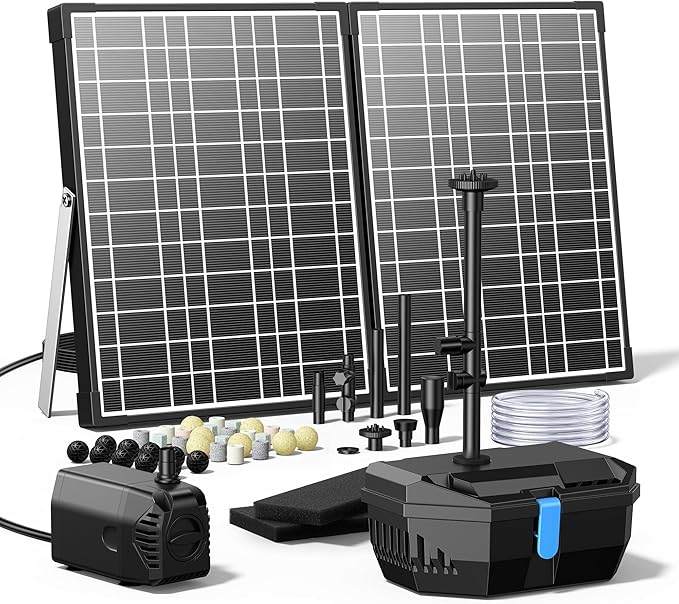 NFESOLAR Solar Fountain Kit, 30W Solar Pond Pump with Pond Filter, 200 GPH Submersible Pump, 4 Sprayers for Outdoor Pond 200-600 Gallons, Fish Tank and Garden Water Features N3213