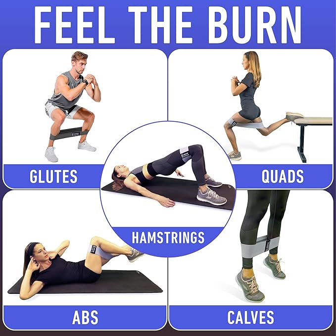 Resistance Bands for Working Out with Workout Bands Guide. 4 Booty Bands for Women Men Fabric Elastic Bands for Exercise Bands Resistance Bands for Legs Bands for Working Out Hip Thigh Glute Bands Set-FlexoryFit