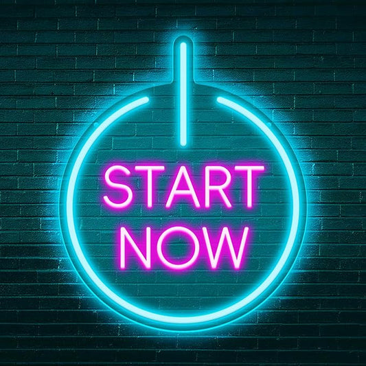 Start Now Neon Sign USB Powered with Dimmable Switch for Wall Background Decor Start Now Light Up Sign Neon for Office Gym Home Parties Decor Gift for Entrepreneurs Graduation 11.02 * 13.39In