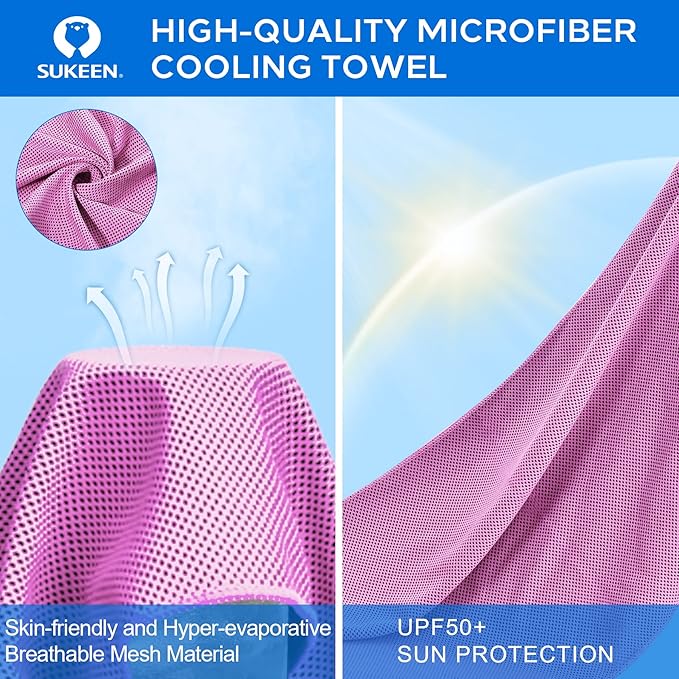 Sukeen Cooling Towel,Instant Evaporative Cooling for Sports,Yoga,Golf,Gym,Neck,Workout and More(40”x 12”)-FlexoryFit