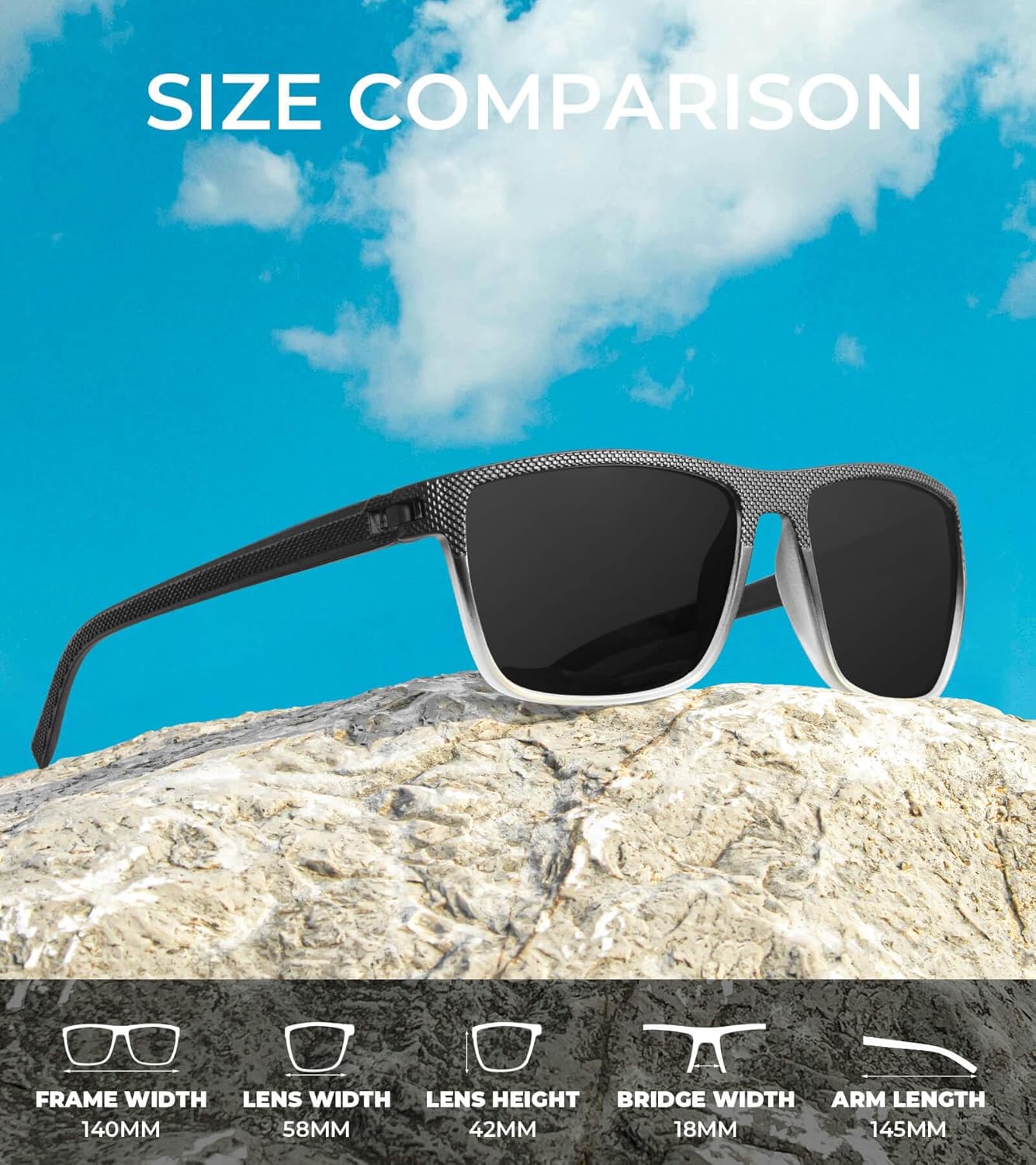 KALIYADI Polarized Sunglasses for Men, Lightweight Sun Glasses with UV Protection for Driving Fishing Golf