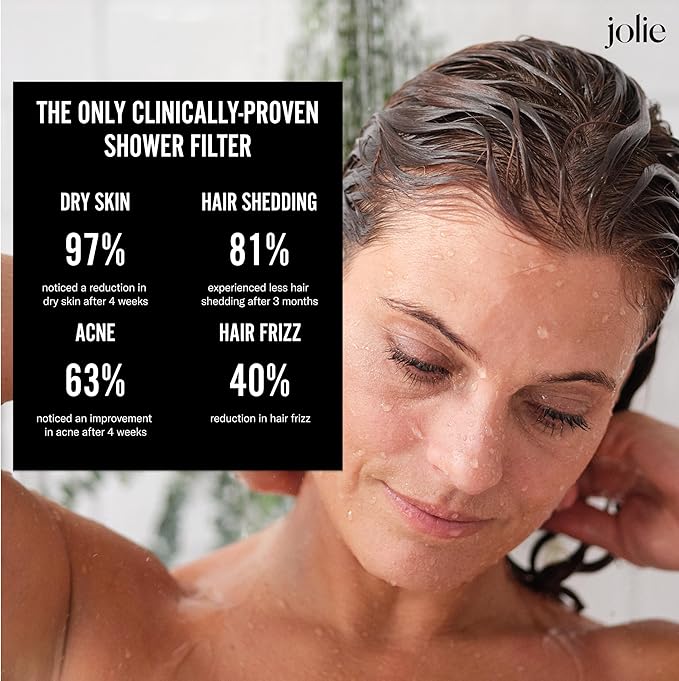 THE JOLIE FILTERED SHOWERHEAD with Shower Filter System- High Pressure Showerhead, Hair and Skincare Accessory to Improve Beauty and Personal Care Routine (New Modern Chrome)