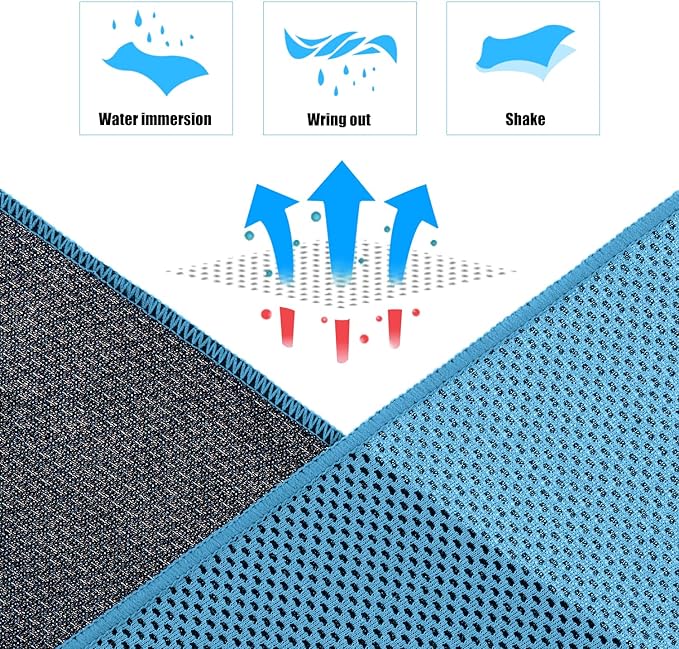 Biange Cooling Towel (Pack of 20, 40"x12") with Pouches for Sports, Workout, Fitness, Gym, Yoga, Golf, Pilates, Travel, Camping & More-FlexoryFit