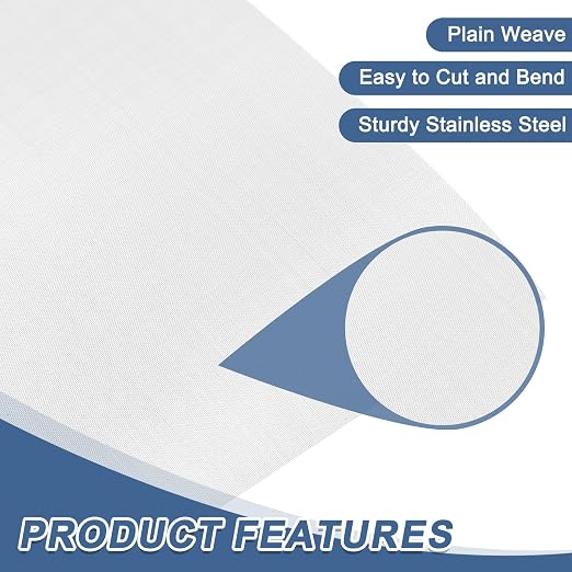 uxcell 80 Mesh 79" x 10" Woven Wire Mesh, 316 Stainless Steel Air Vent Filter - Image 3