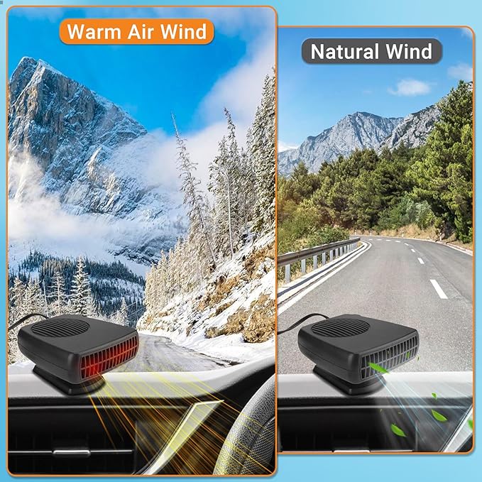 Car Heater, 200W Car Heaters Auto Part 12V Portable Heater for Car, Car Heater That Plugs Into Cigarette Lighter, Car Defroster Windshield Demister, Auto Defogger 360° Rotatable With Ergonomic Handle