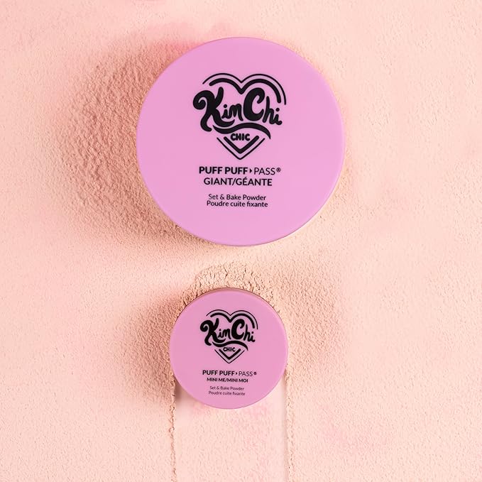 KimChi Chic Giant Puff Puff Pass Set & Bake Powder - Loose Setting Powder with Rice & Vitamin E, Finely Milled for All Day Wear, Translucent 80g-FlexoryFit