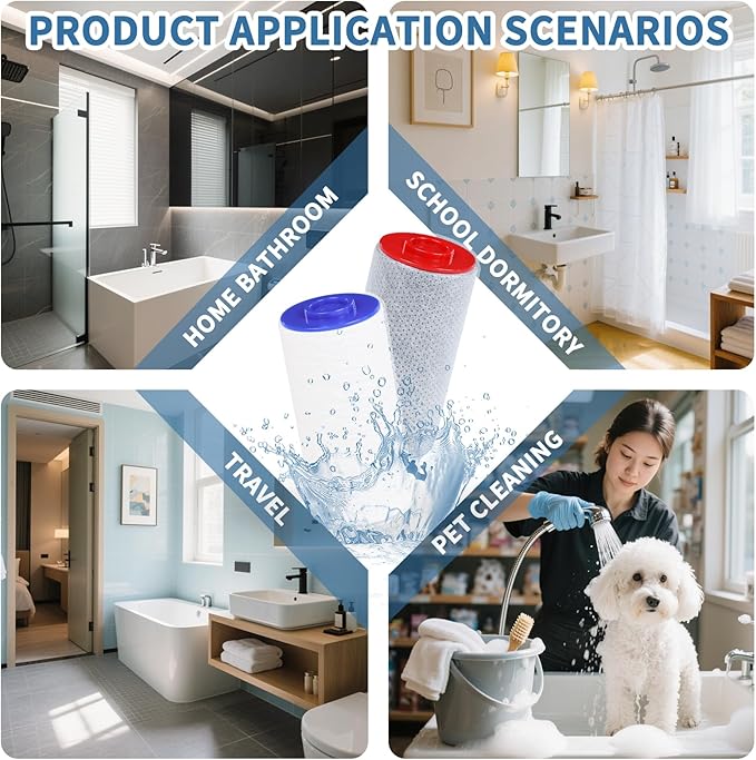 Replacement Filter Set for Weddell Duo - High-efficiency Shower Water Filtration System that Removes Chlorine/PFAS/Contaminants for Better Skin and Hair Health (Red*2)