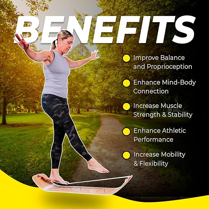GIBBON SlackBoard - GiBoard Balance Board Kids & Adults - Slackline Balance Trainer - Slack Board Core Workout Equipment Home Gym Training - Standing Desk Exercise - Yoga, Agility, Pilates & More-FlexoryFit