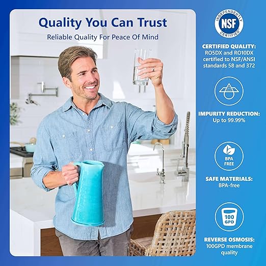 Express Water RODI10D Reverse Osmosis Deionization Water Filtration System – 6 Stage RO Water Filter with Faucet and Tank – Under Sink Water Filter – 100 GPD