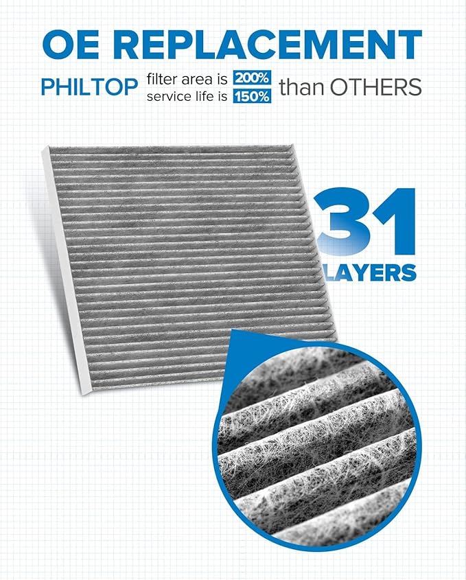 PHILTOP Cabin Air Filter, Replacement for CF11776,Pathfinder (2013-2020), Altima Sedan(2013-2018), Maxima (2016-2021), Premium Cabin Filter with Activated Carbon Filter
