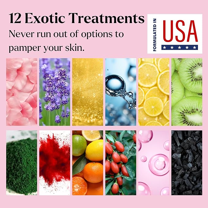 Jelly Mask for Facials - 12 Flavors Hydrating & Brightening Jelly Face Masks | Free Jade Roller & Spatula | Bulgarian Rose, Lavender, Hyaluronic Acid, 24K Gold face mask skin care |Vajacial Jelly Mask-FlexoryFit