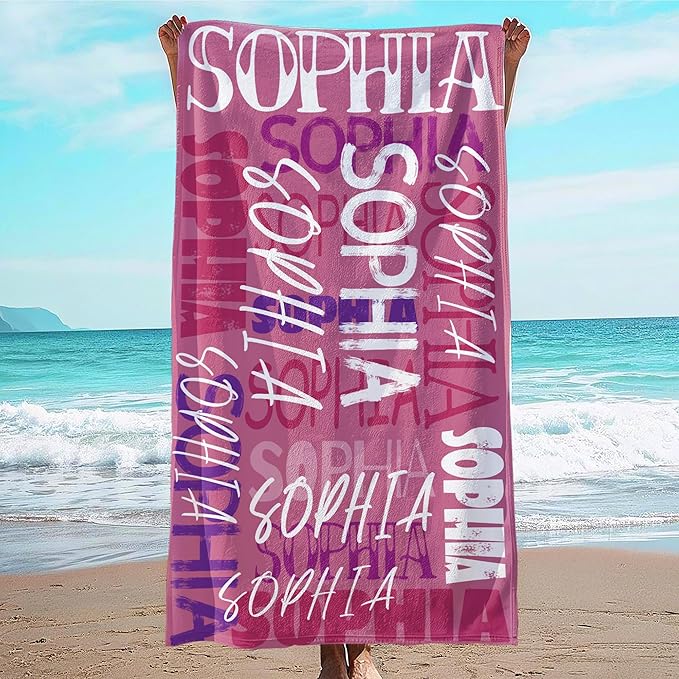 JML Personalized Beach Towel with Name, Custom Beach Towel with Name, Customized Microfiber Pool Towel, Quick Dry & Absorbent Swim Towel for Adult,Anniversary, Birthday, Summer Holiday,Vacation-FlexoryFit