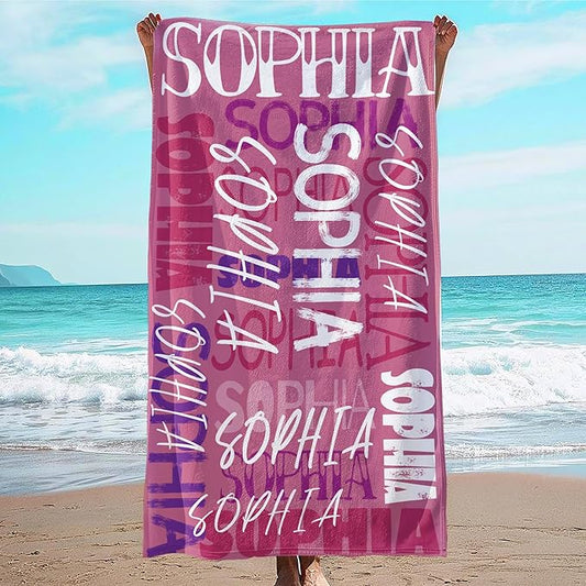 JML Personalized Beach Towel with Name, Custom Beach Towel with Name, Customized Microfiber Pool Towel, Quick Dry & Absorbent Swim Towel for Adult,Anniversary, Birthday, Summer Holiday,Vacation-FlexoryFit