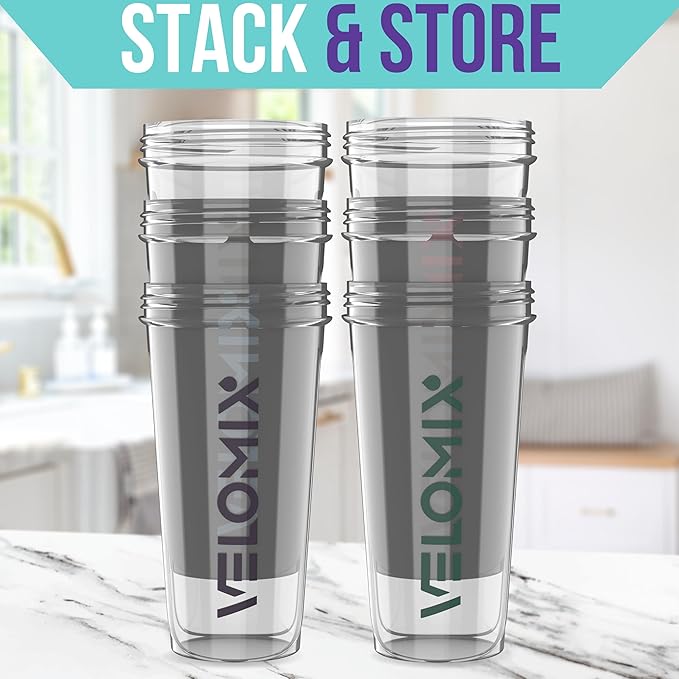 '-6 PACK- 28 oz Protein Shaker Bottle for Protein Mixes - 6x Wire Whisk | Leak Proof Shaker Cups for Protein Shakes | Protein Shaker Bottle Pack | Protein Shake Cup (Muted Clarity)-FlexoryFit