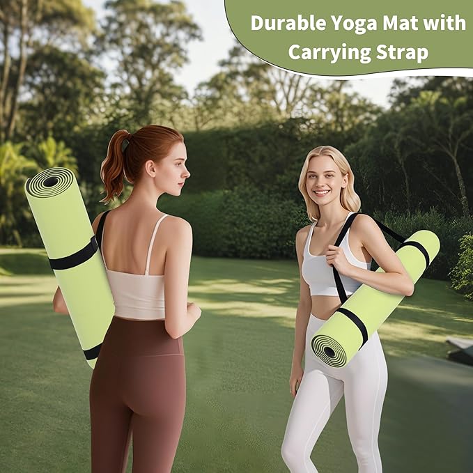 HAHE Non Slip Yoga Mat Wide, (72"L X 32"W, 0.24" Thick) Large Fitness Exercise Mat with Carrying Strap, Eco-Friendly POE Yoga Mats for Home, Gym, Pilates, Stretching-FlexoryFit