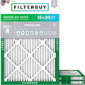 Filterbuy 16x20x1 Air Filter MERV 8 Dust Defense (3-Pack), Pleated HVAC AC Furnace Air Filters Replacement (Actual Size: 15.50 x 19.50 x 0.75 Inches)